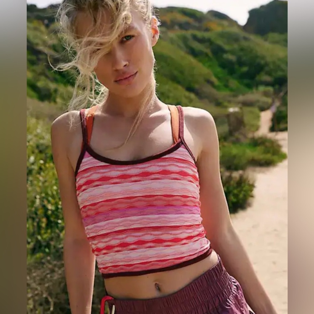 FREE PEOPLE  Sunset Tank Top NWT Flame Pink Red Purple